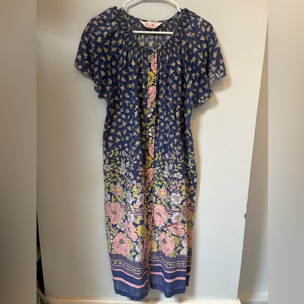 Vintage Floral Paperbag Lightweight Dress | Size Small